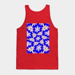 Blue and White Flower Pattern Tank Top